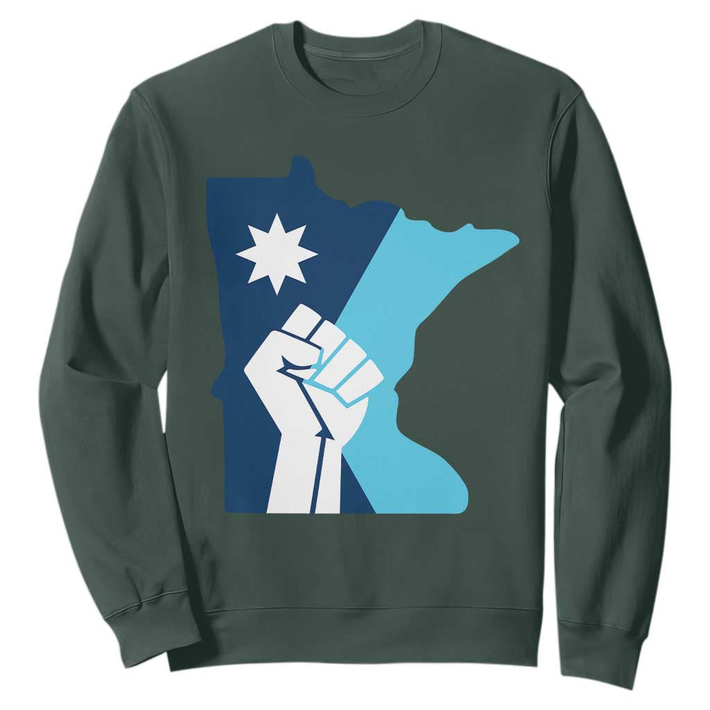 Minnesota Strong Fist Power Graphic Sweatshirt Social Justice Solidarity TS02 Dark Forest Green Print Your Wear