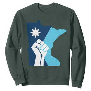 Minnesota Strong Fist Power Graphic Sweatshirt Social Justice Solidarity TS02 Dark Forest Green Print Your Wear