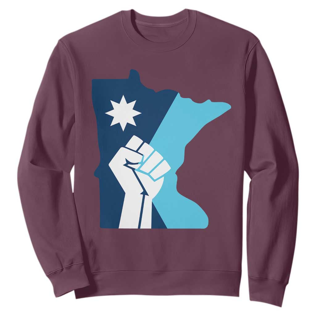 Minnesota Strong Fist Power Graphic Sweatshirt Social Justice Solidarity TS02 Maroon Print Your Wear
