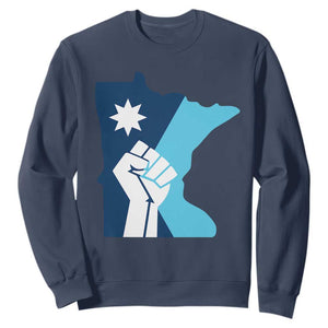 Minnesota Strong Fist Power Graphic Sweatshirt Social Justice Solidarity TS02 Navy Print Your Wear