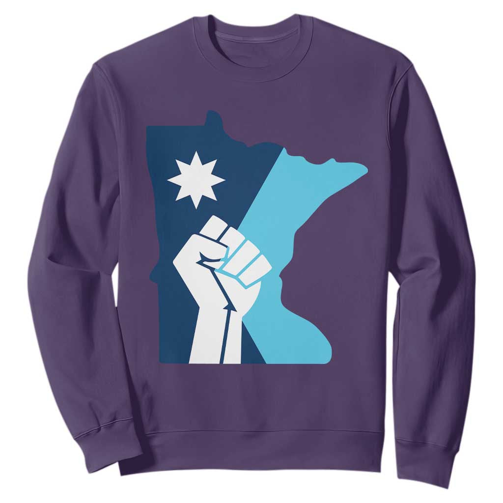Minnesota Strong Fist Power Graphic Sweatshirt Social Justice Solidarity TS02 Purple Print Your Wear