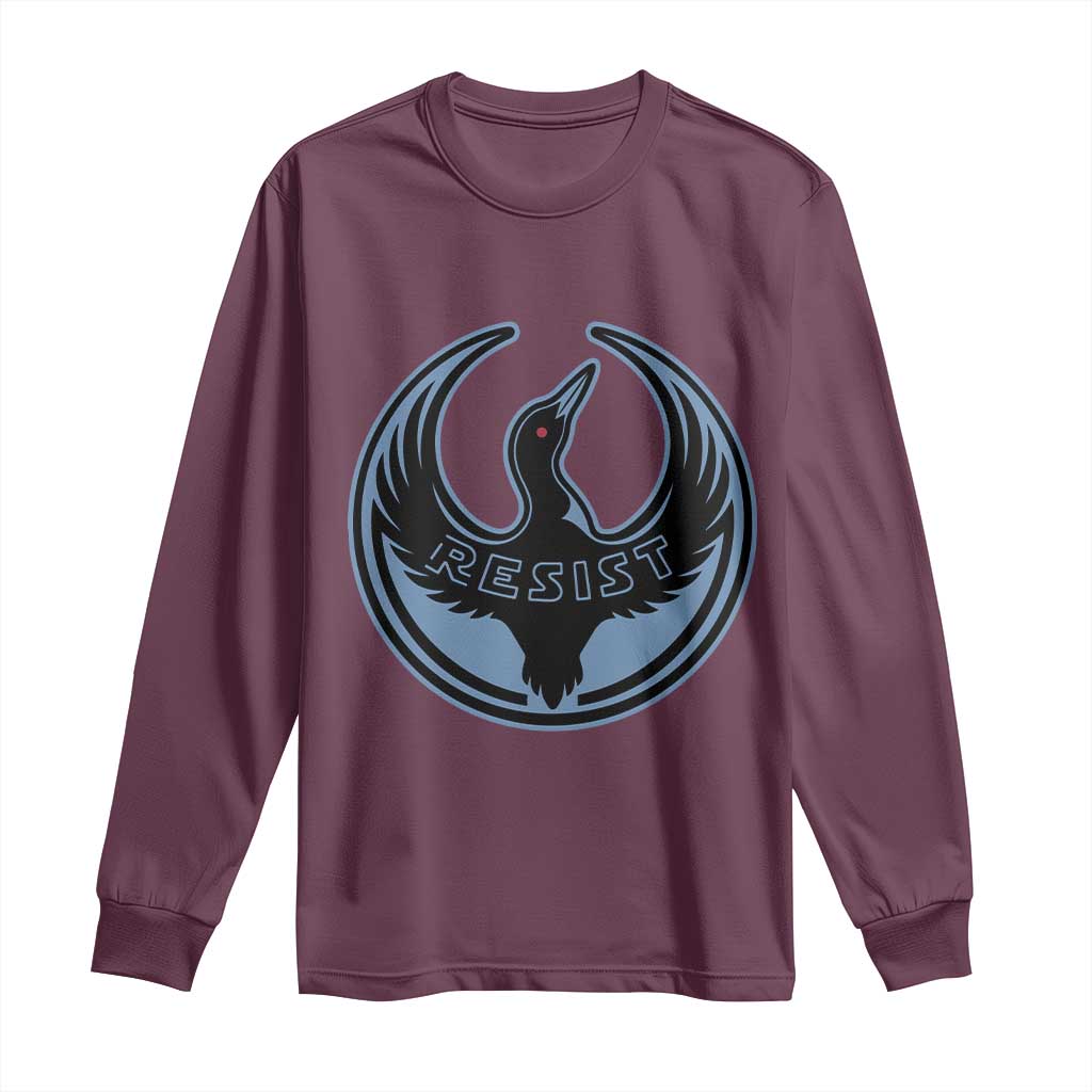 Minnesota Resist Loon Rebellion Emblem Long Sleeve Shirt TS02 Maroon Print Your Wear