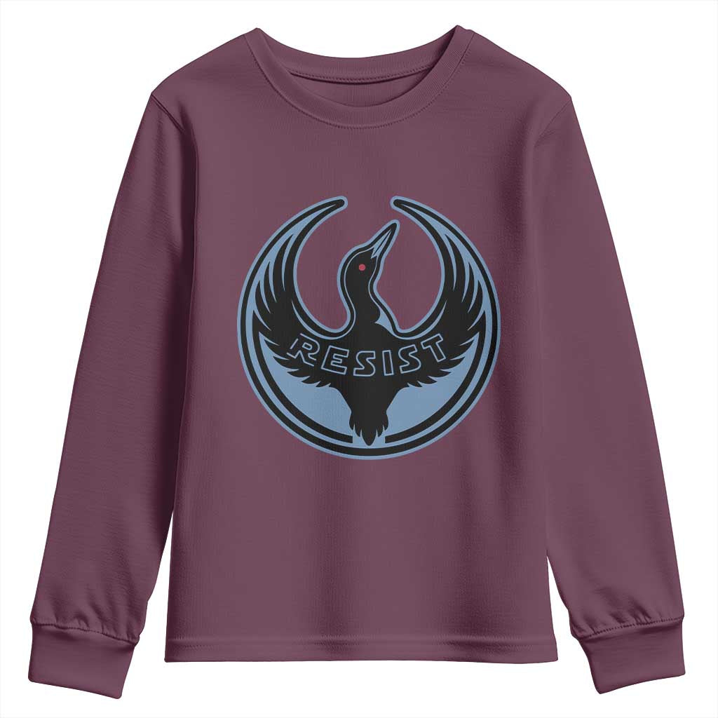 Minnesota Resist Loon Rebellion Emblem Youth Sweatshirt TS02 Maroon Print Your Wear