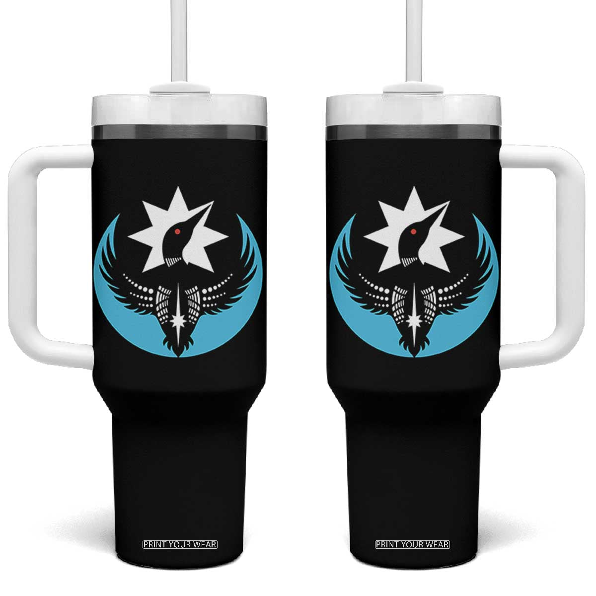Minnesota Rebel Loon Star Emblem Tumbler With Handle Rebellion Symbolic Unity Graphic TS02 One Size: 40 oz Black Print Your Wear