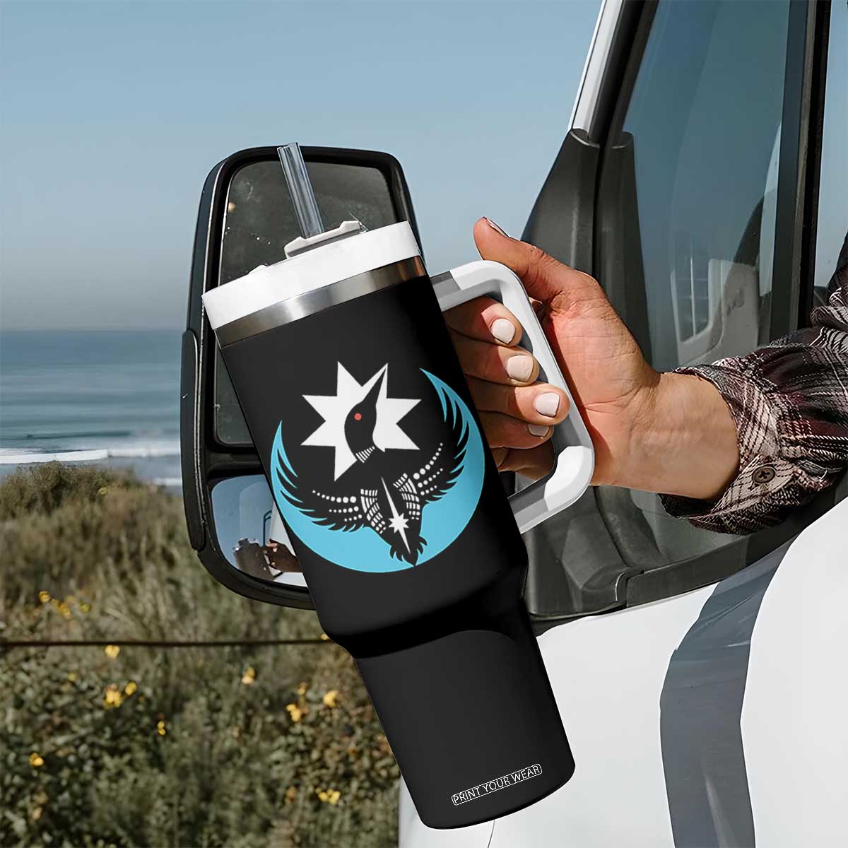 Minnesota Rebel Loon Star Emblem Tumbler With Handle Rebellion Symbolic Unity Graphic TS02 Print Your Wear