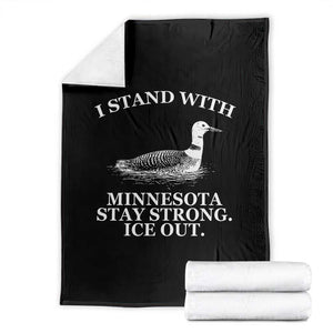 I Stand With Minnesota Resist Loon Throw Blanket Stay Strong Ice Out Protest TS02 Black Print Your Wear