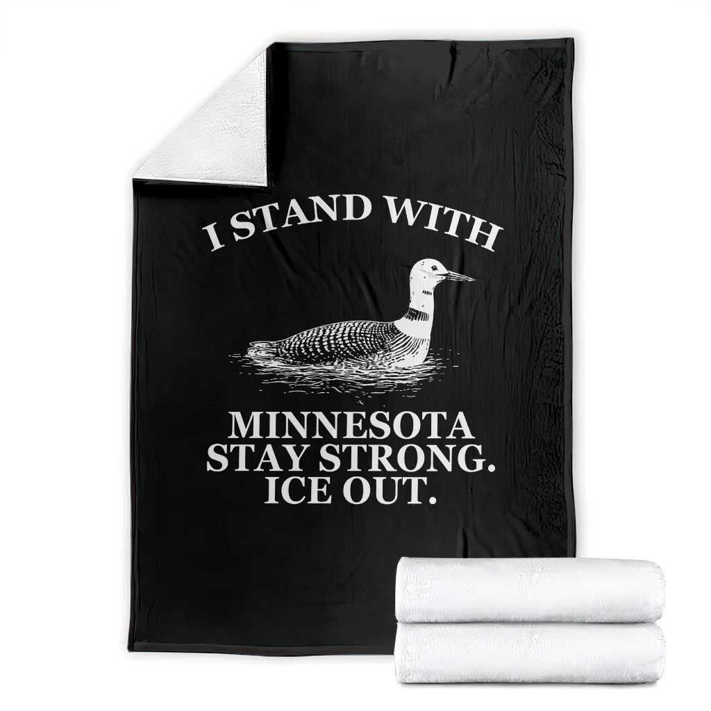 I Stand With Minnesota Resist Loon Throw Blanket Stay Strong Ice Out Protest TS02 Black Print Your Wear