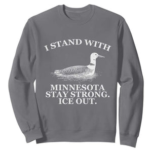 I Stand With Minnesota Resist Loon Sweatshirt Stay Strong Ice Out Protest TS02 Charcoal Print Your Wear