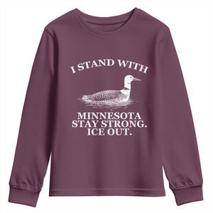 I Stand With Minnesota Resist Loon Youth Sweatshirt Stay Strong Ice Out Protest TS02 Maroon Print Your Wear