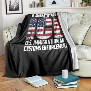 I Support ICE Patriotic Law Enforcement American Flag Throw Blanket TS02 Print Your Wear