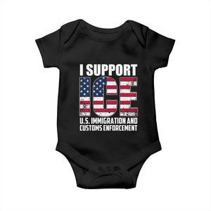 I Support ICE Patriotic Law Enforcement American Flag Baby Onesie TS02 Black Print Your Wear
