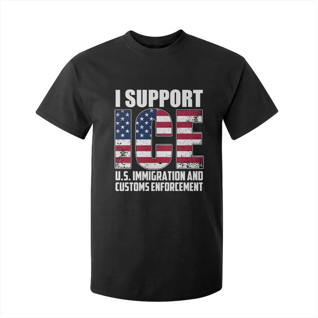 I Support ICE Patriotic Law Enforcement American Flag T Shirt For Kid TS02 Black Print Your Wear