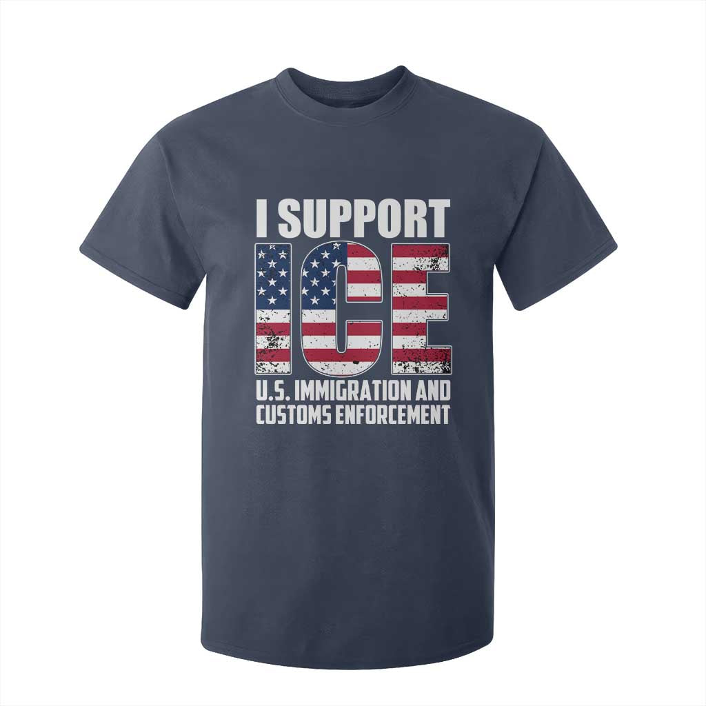 I Support ICE Patriotic Law Enforcement American Flag T Shirt For Kid TS02 Navy Print Your Wear