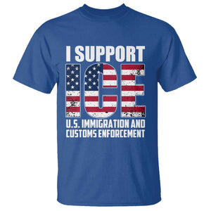 I Support ICE Patriotic Law Enforcement American Flag T Shirt - Border Security Support Tee TS02 Royal Blue Print Your Wear