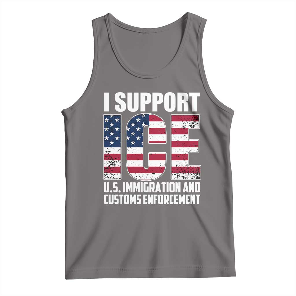 I Support ICE Patriotic Law Enforcement American Flag Tank Top TS02 Deep Heather Print Your Wear