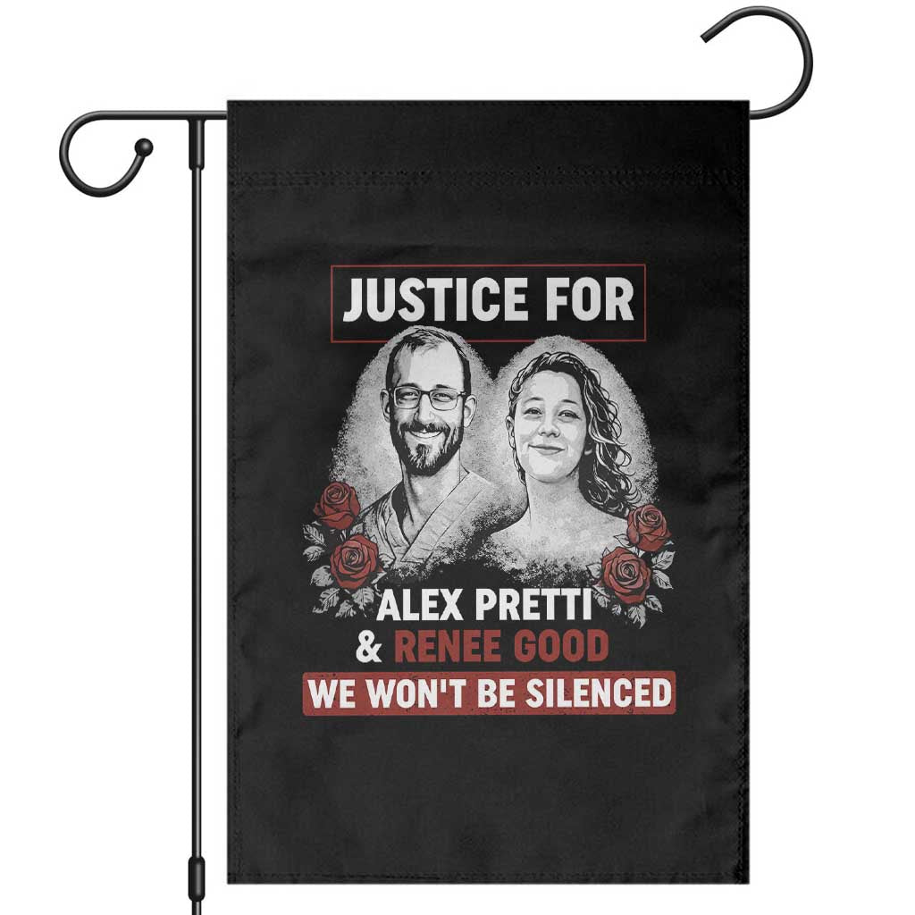 Justice for Alex Pretti and Renee Good Garden Flag We Won’t Be Silenced Minnesota Resistance Protest TS02 Black Print Your Wear