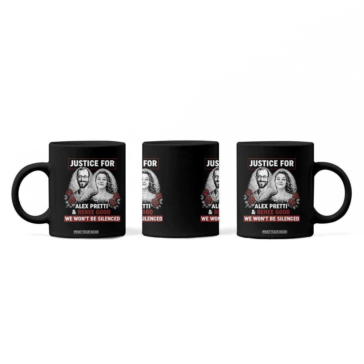 Justice for Alex Pretti and Renee Good Coffee Mug We Won’t Be Silenced Minnesota Resistance Protest TS02 Print Your Wear