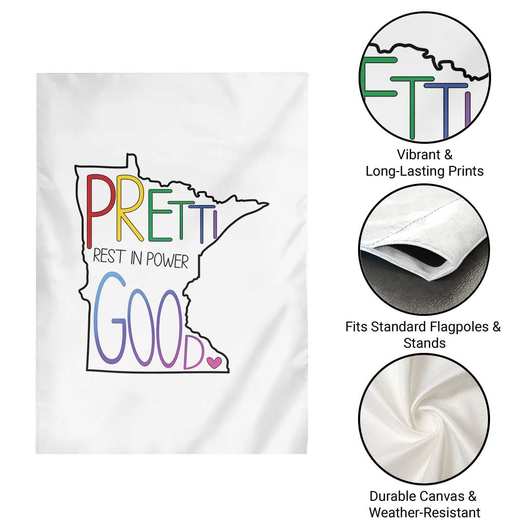 Pretti Good Minnesota Tribute Garden Flag Rest in Power Rainbow Memorial TS02 Print Your Wear