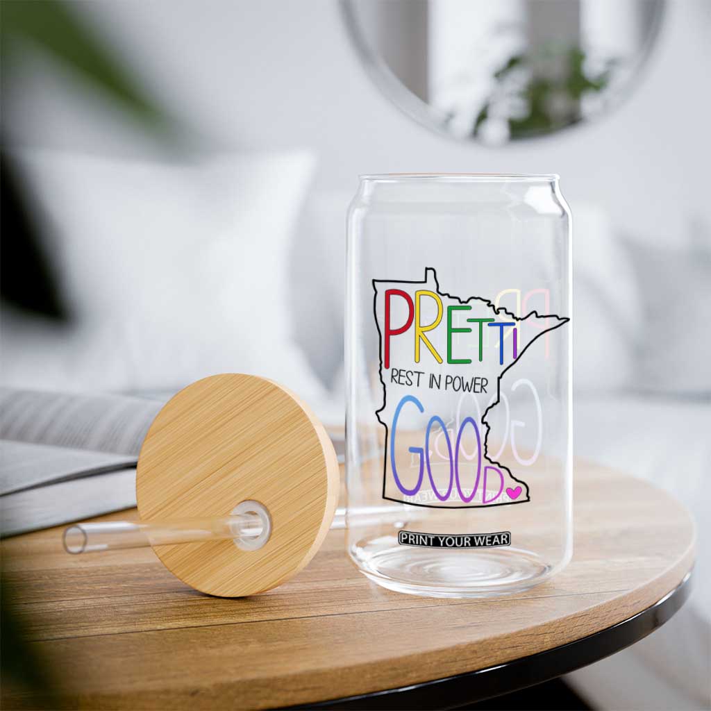 Pretti Good Minnesota Tribute Glass Can Rest in Power Rainbow Memorial TS02 Print Your Wear