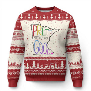 Pretti Good Minnesota Tribute Ugly Christmas Sweater Rest in Power Rainbow Memorial TS02 Beige Red Print Your Wear