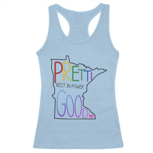 Pretti Good Minnesota Tribute Racerback Tank Top Rest in Power Rainbow Memorial TS02 Light Blue Print Your Wear