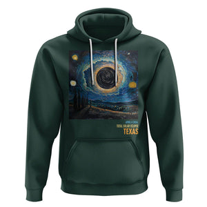 Total Solar Eclipse Hoodie April 8 2024 Starry Night Totality TS02 Dark Forest Green Printyourwear