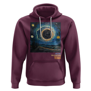 Total Solar Eclipse Hoodie April 8 2024 Starry Night Totality TS02 Maroon Printyourwear