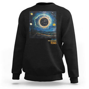 Total Solar Eclipse Sweatshirt April 8 2024 Starry Night Totality TS02 Black Printyourwear