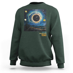 Total Solar Eclipse Sweatshirt April 8 2024 Starry Night Totality TS02 Dark Forest Green Printyourwear