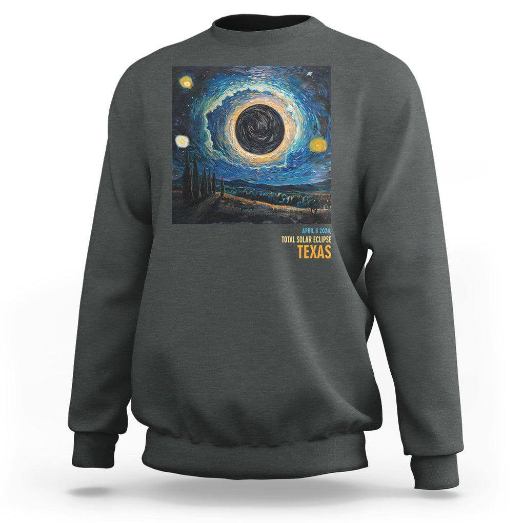 Total Solar Eclipse Sweatshirt April 8 2024 Starry Night Totality TS02 Dark Heather Printyourwear