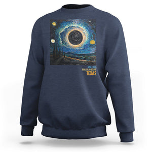 Total Solar Eclipse Sweatshirt April 8 2024 Starry Night Totality TS02 Navy Printyourwear