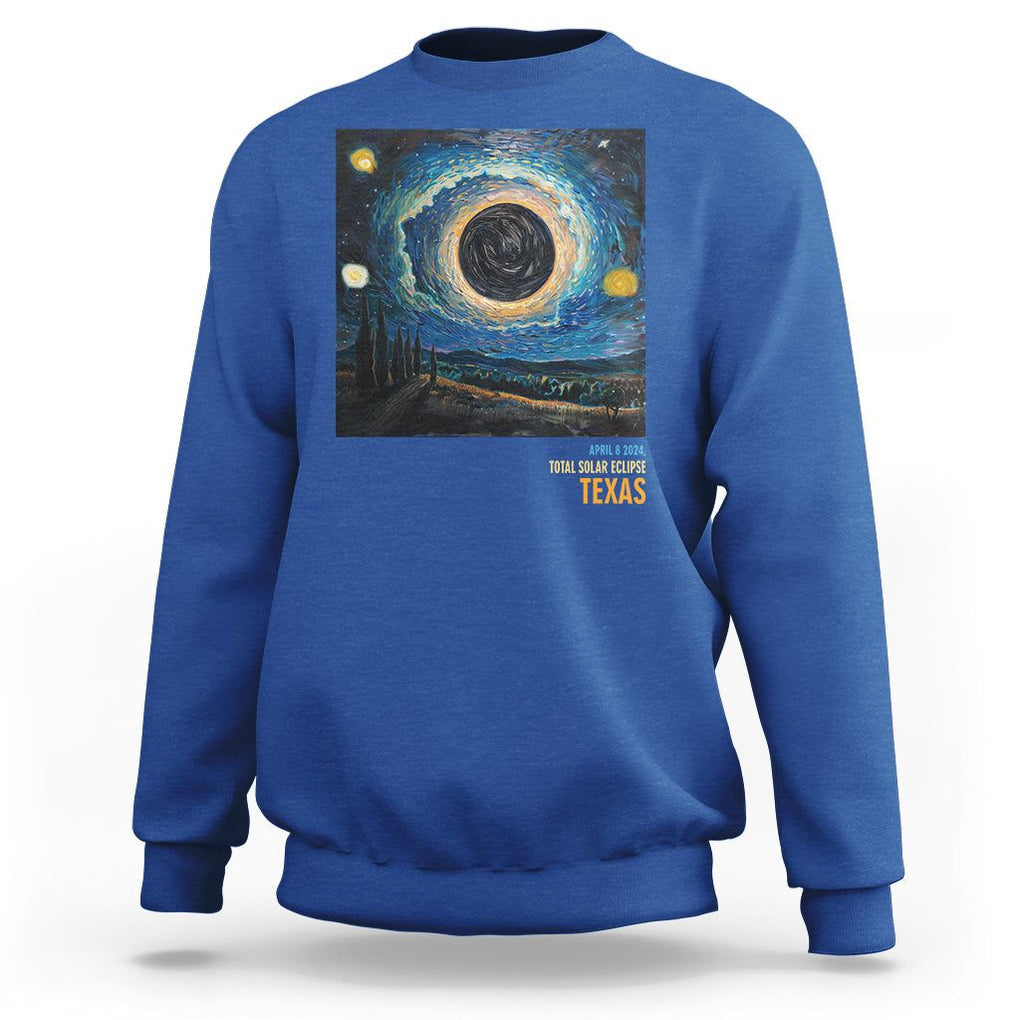 Total Solar Eclipse Sweatshirt April 8 2024 Starry Night Totality TS02 Royal Blue Printyourwear