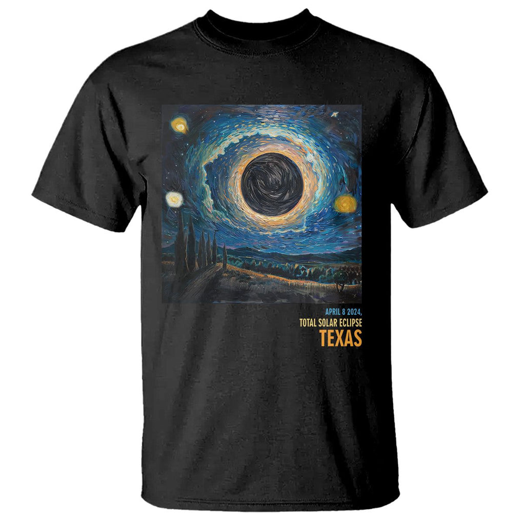 Total Solar Eclipse T Shirt April 8 2024 Starry Night Totality TS02 Black Printyourwear