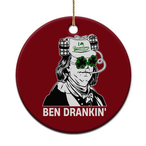 Funny St Patrick's Day Ben Dranking Ceramic Ornament Benjamin Franklin Retro Saint Paddy's Day TS02 1pc Red Print Your Wear