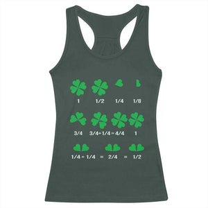 Funny Shamrock Fraction Racerback Tank Top St Patrick's Day Math Lover TS02 Dark Forest Green Print Your Wear