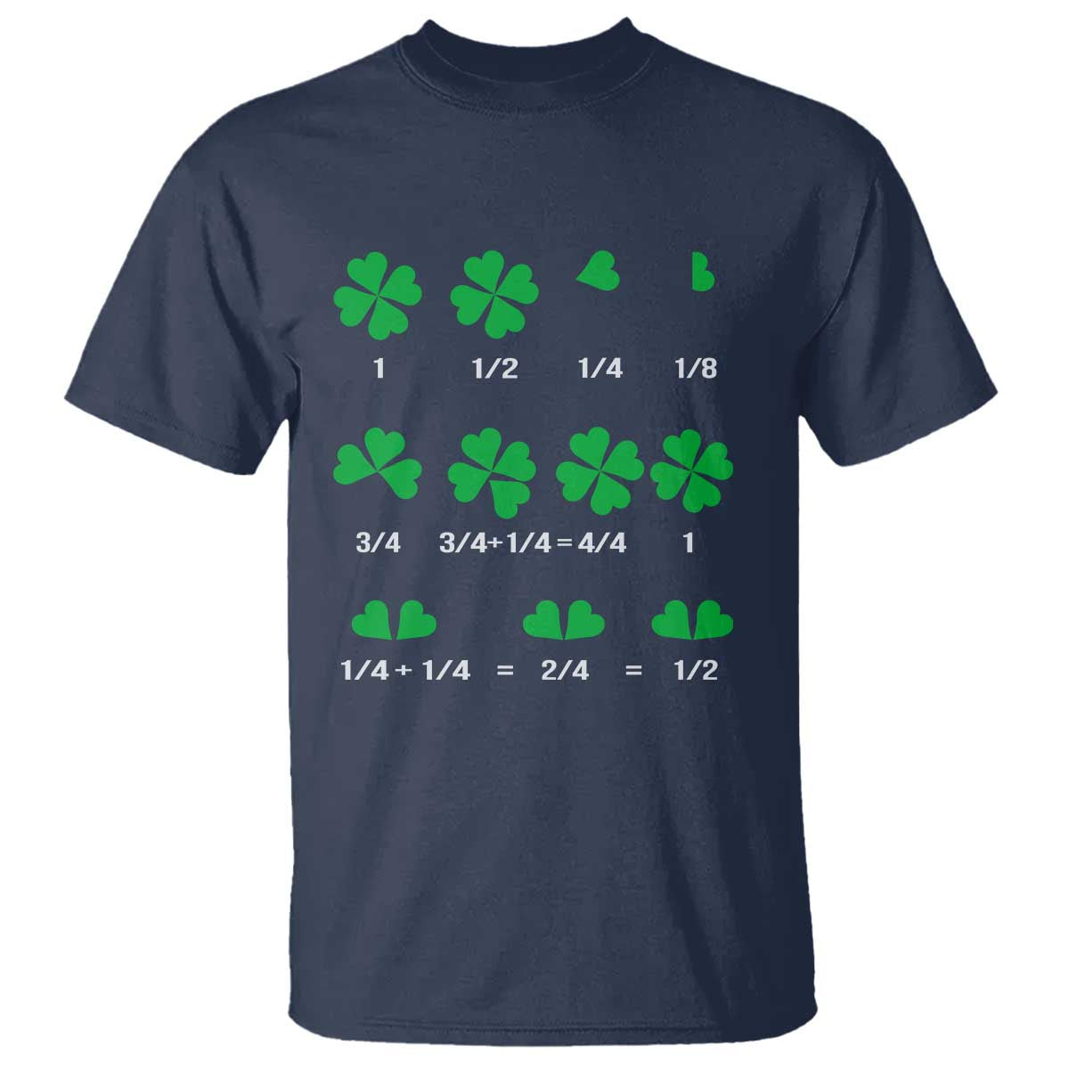 Funny Shamrock Fraction T Shirt St Patrick's Day Math Lover TS02 Navy Print Your Wear