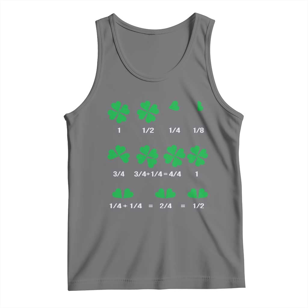 Funny Shamrock Fraction Tank Top St Patrick's Day Math Lover TS02 Black Heather Print Your Wear