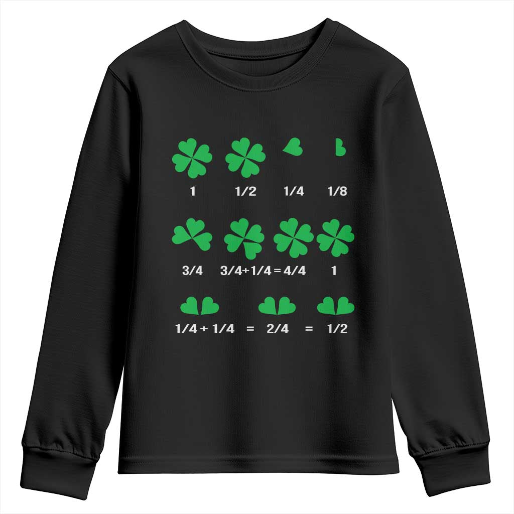 Funny Shamrock Fraction Youth Sweatshirt St Patrick's Day Math Lover TS02 Black Print Your Wear