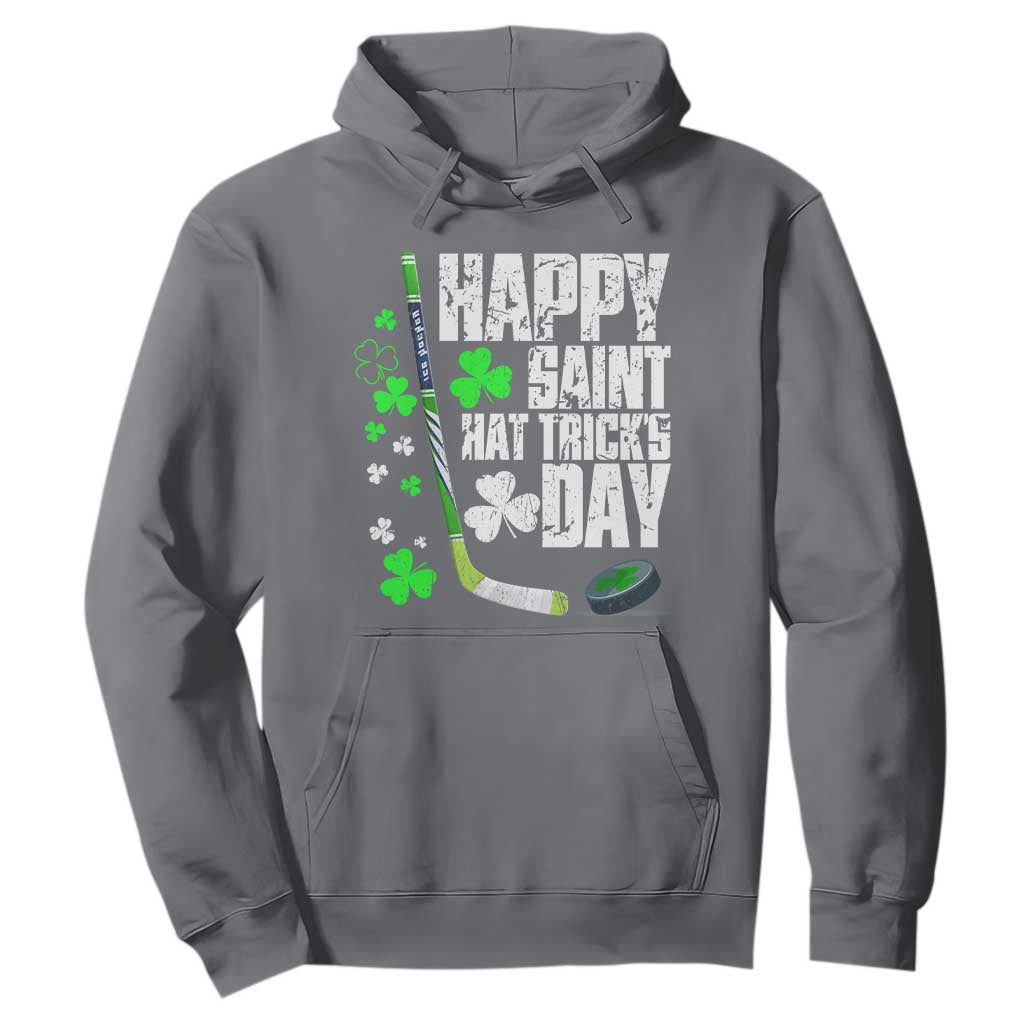 St. Patrick's Day Ice Hockey Hoodie Happy Saint Hat Trick's Lucky Shamrocks TS02 Charcoal Print Your Wear
