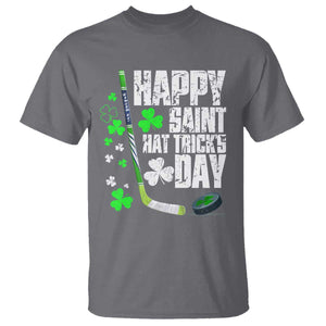 St. Patrick's Day Ice Hockey T Shirt Happy Saint Hat Trick's Lucky Shamrocks TS02 Charcoal Print Your Wear