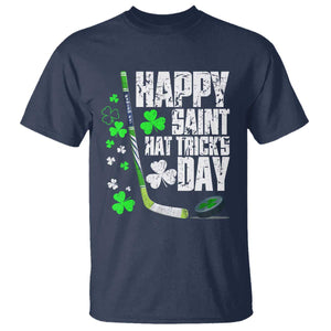 St. Patrick's Day Ice Hockey T Shirt Happy Saint Hat Trick's Lucky Shamrocks TS02 Navy Print Your Wear