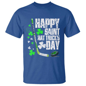 St. Patrick's Day Ice Hockey T Shirt Happy Saint Hat Trick's Lucky Shamrocks TS02 Royal Blue Print Your Wear