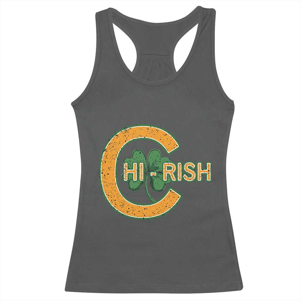 Chicago Irish Chirish Racerback Tank Top Happy Saint Patrick's Day Lucky Shamrock TS02 Dark Heather Print Your Wear