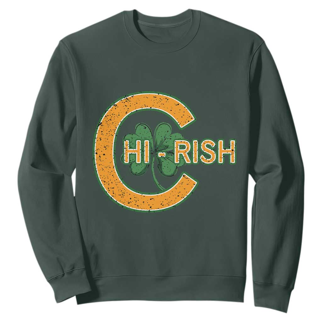 Chicago Irish Chirish Sweatshirt Happy Saint Patrick's Day Lucky Shamrock TS02 Dark Forest Green Print Your Wear