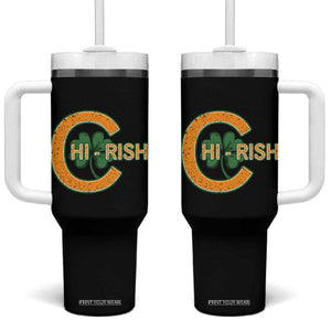Chicago Irish Chirish Tumbler With Handle Happy Saint Patrick's Day Lucky Shamrock TS02 One Size: 40 oz Black Print Your Wear