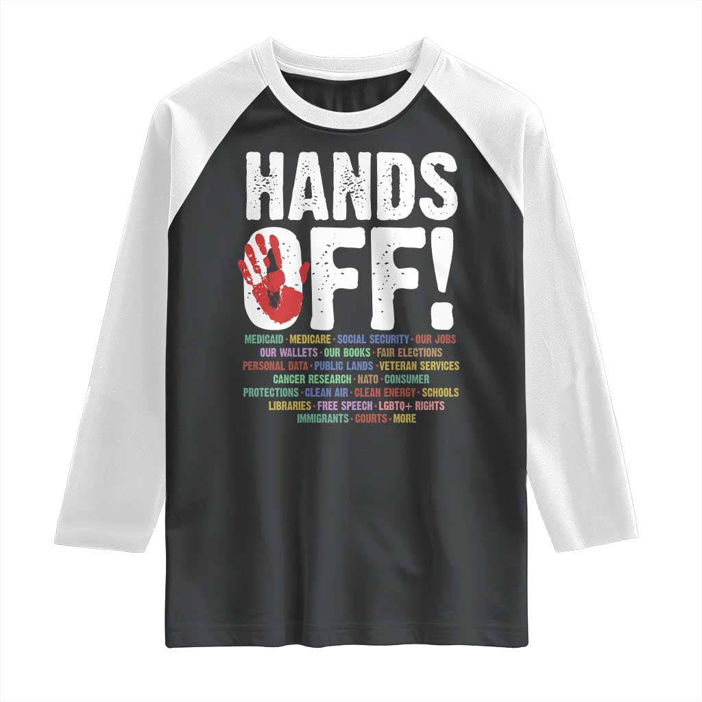 Resist Hands Off Raglan Shirt Protect USA American We The People TS02 Black White Print Your Wear