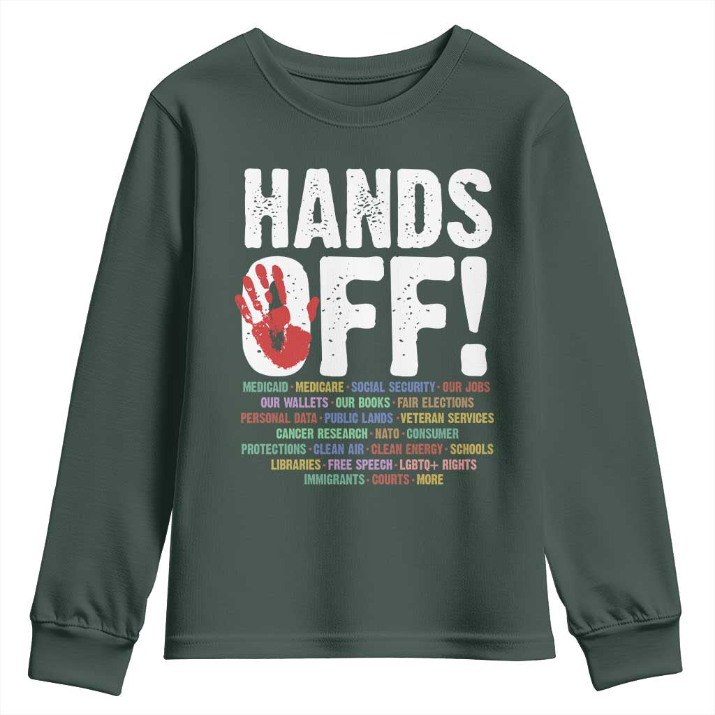 Resist Hands Off Youth Sweatshirt Protect USA American We The People TS02 Dark Forest Green Print Your Wear