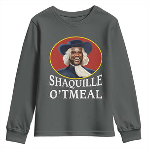 Funny Shaquille Oatmeal Youth Sweatshirt Shaq O'neal Meme Cereal Parody TS02 Dark Heather Print Your Wear