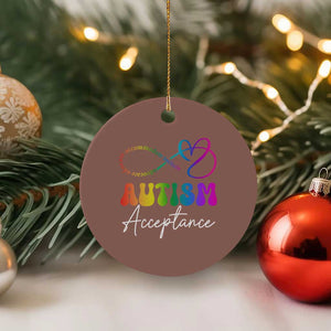 Autism Acceptance Ceramic Ornament Advocate Educate Accomodate Include Rainbow Infinity Symbol TS02 1pc Mocha Print Your Wear