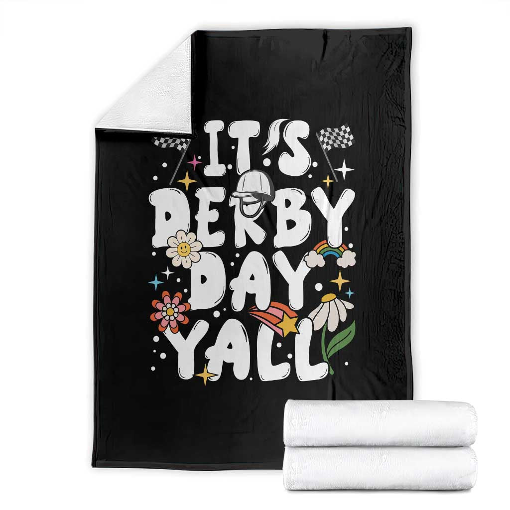 It's Derby Day Y'All Throw Blanket Retro Groovy KY Horse Racing TS02 Black Print Your Wear